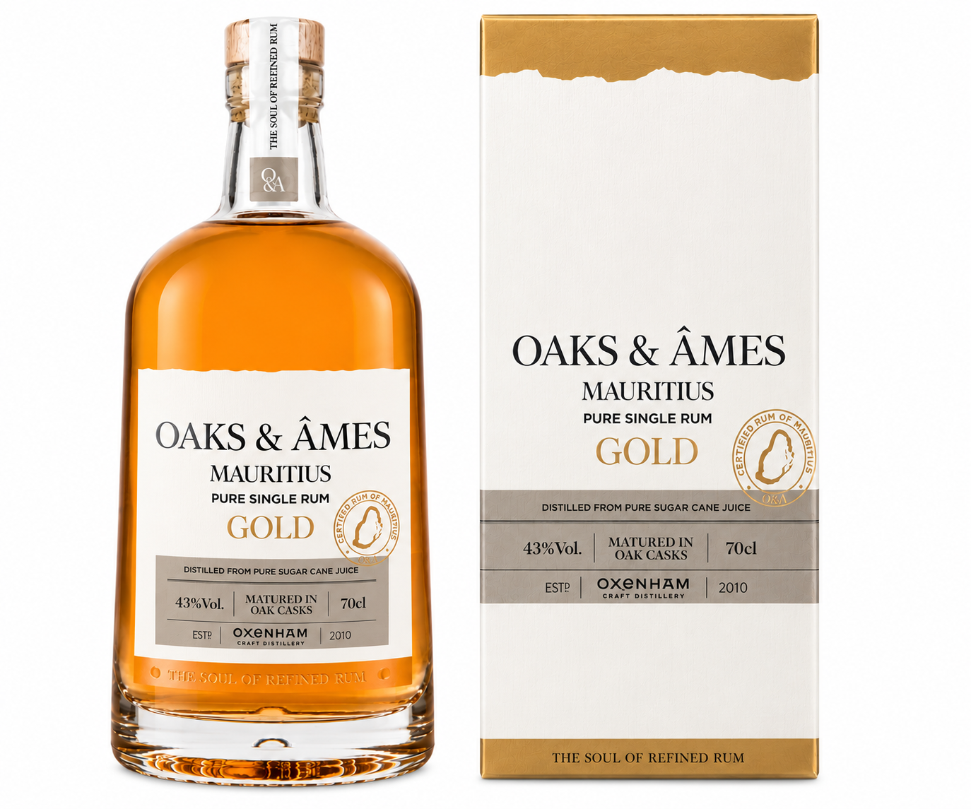 OAKS & AMES MAUR. RHUM GOLD 43% 70CL